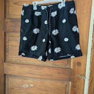 Black Shorts with Daisy Print